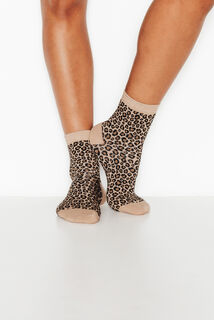 CARAMEL PAIRE DE CHAUSSETTES LEOPARD MULTICO MARRON