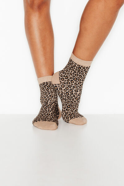PAIRE DE CHAUSSETTES LEOPARD MULTICO MARRON