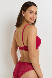 DENTELLE SOUTIEN-GORGE SANS ARMATURES AMPLIFORME   ROUGE