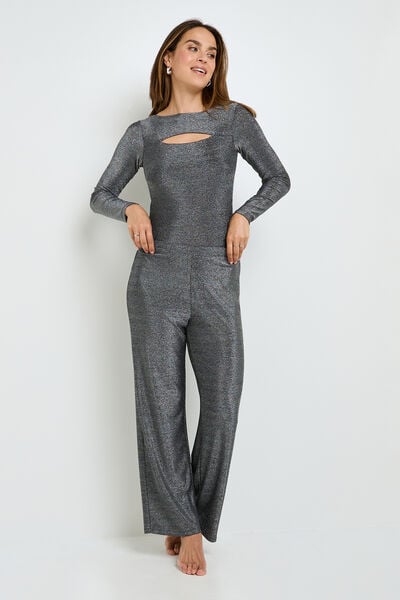 PANTALON PAILLETE GRIS CLAIR