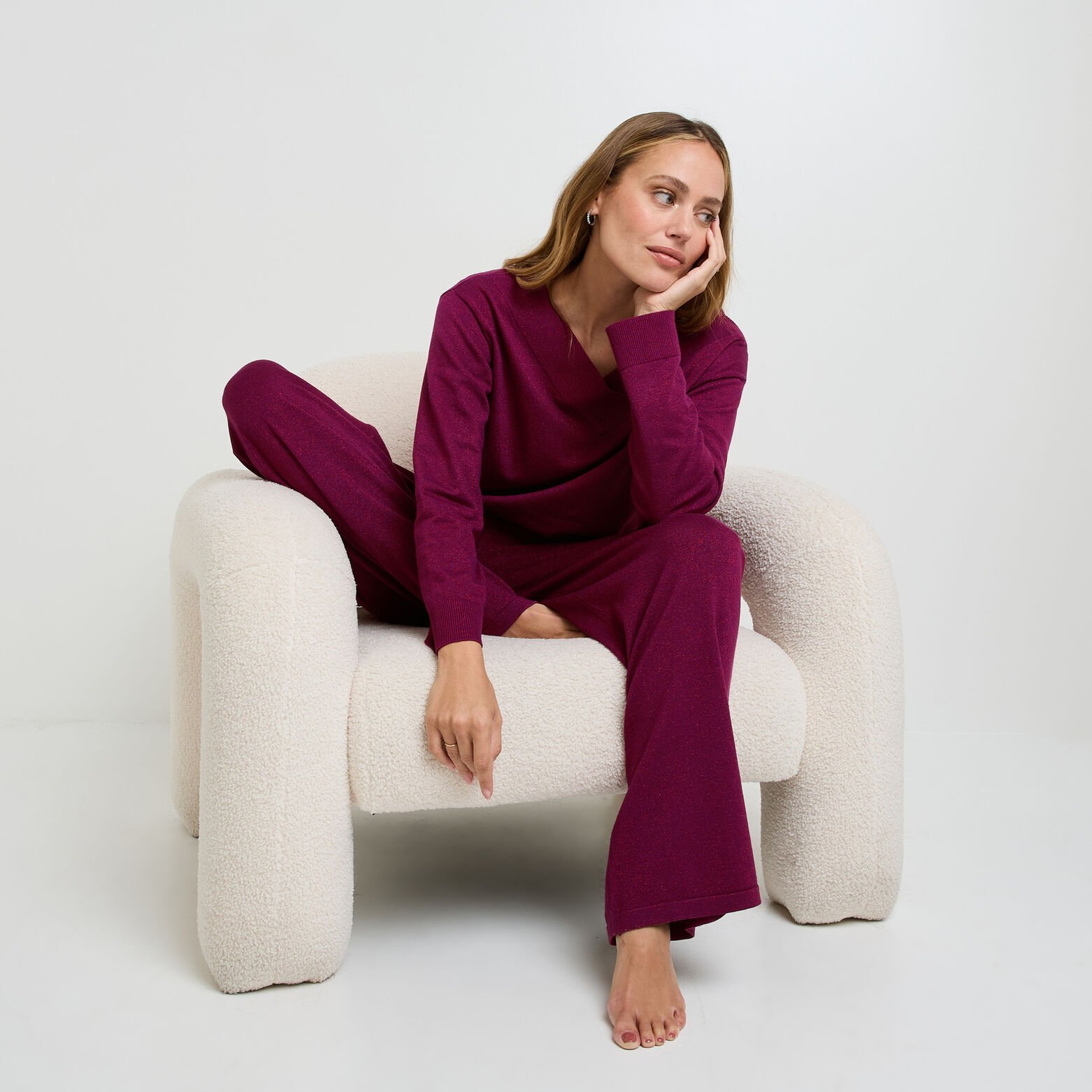 FANTASTIQUE PULL AVEC LUREX BORDEAUX