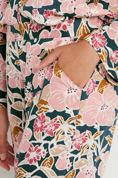 PANTALON DROIT VISCOSE VERT/ROSE