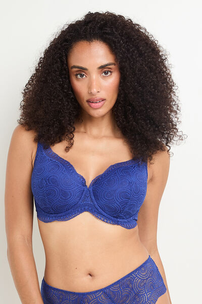 GRACE SOUTIEN-GORGE AMPLIFORME DENTELLE MARINE