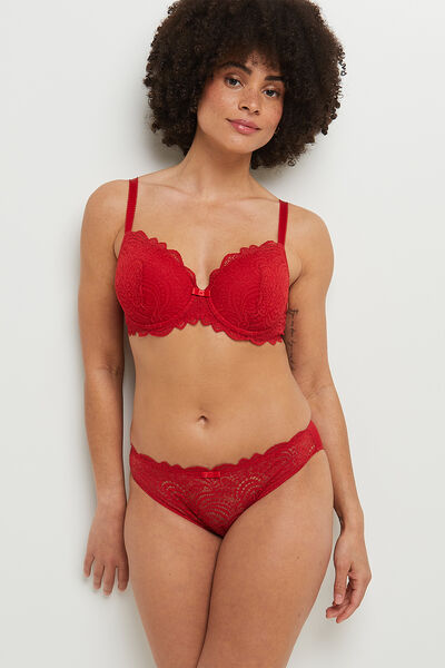 CULOTTE MICROFIBRE ET DENTELLE ROUGE