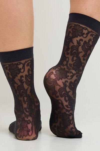 PAIRE DE CHAUSSETTES DENTELLE NOIR