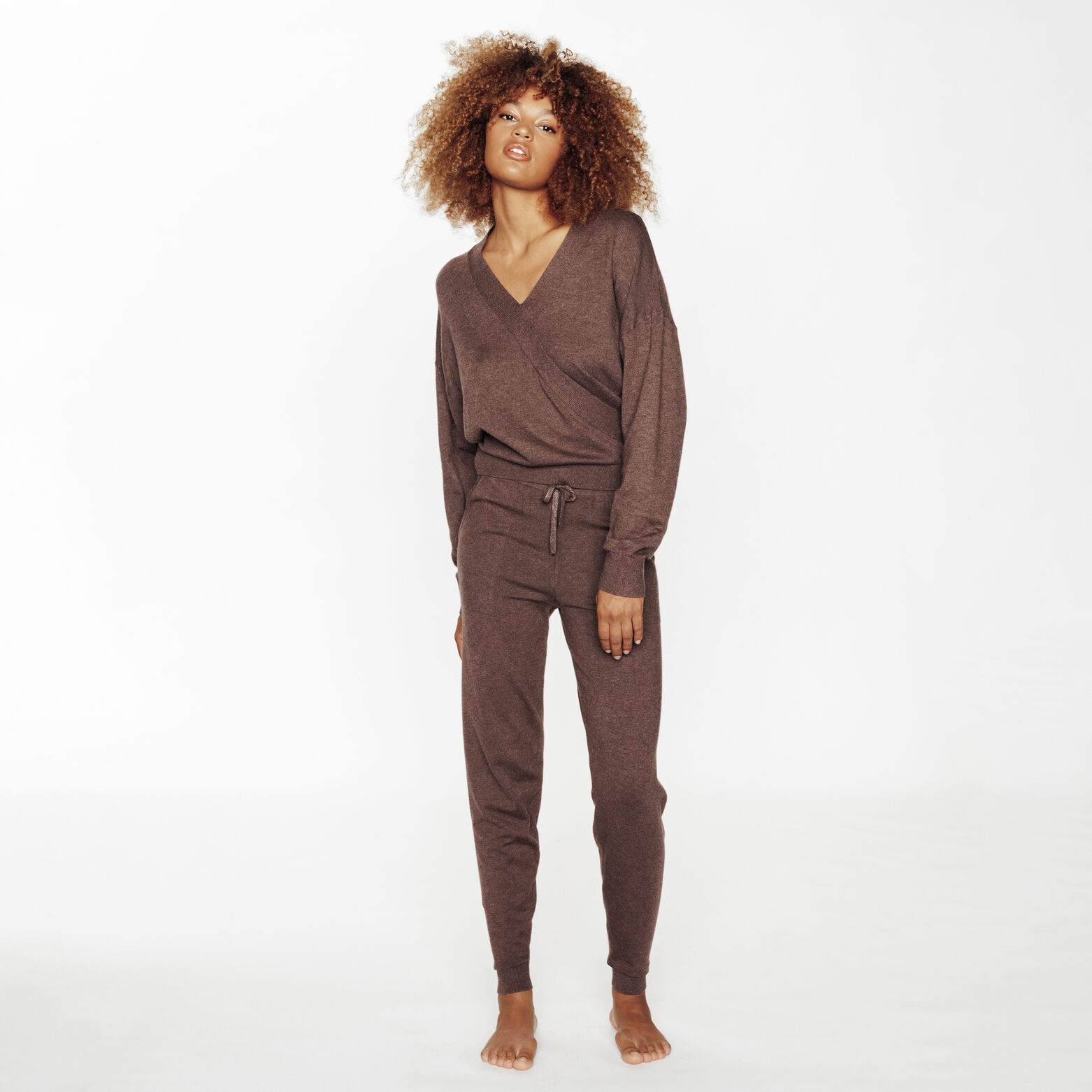 FEERIE PANTALON EN TRICOT MARRON