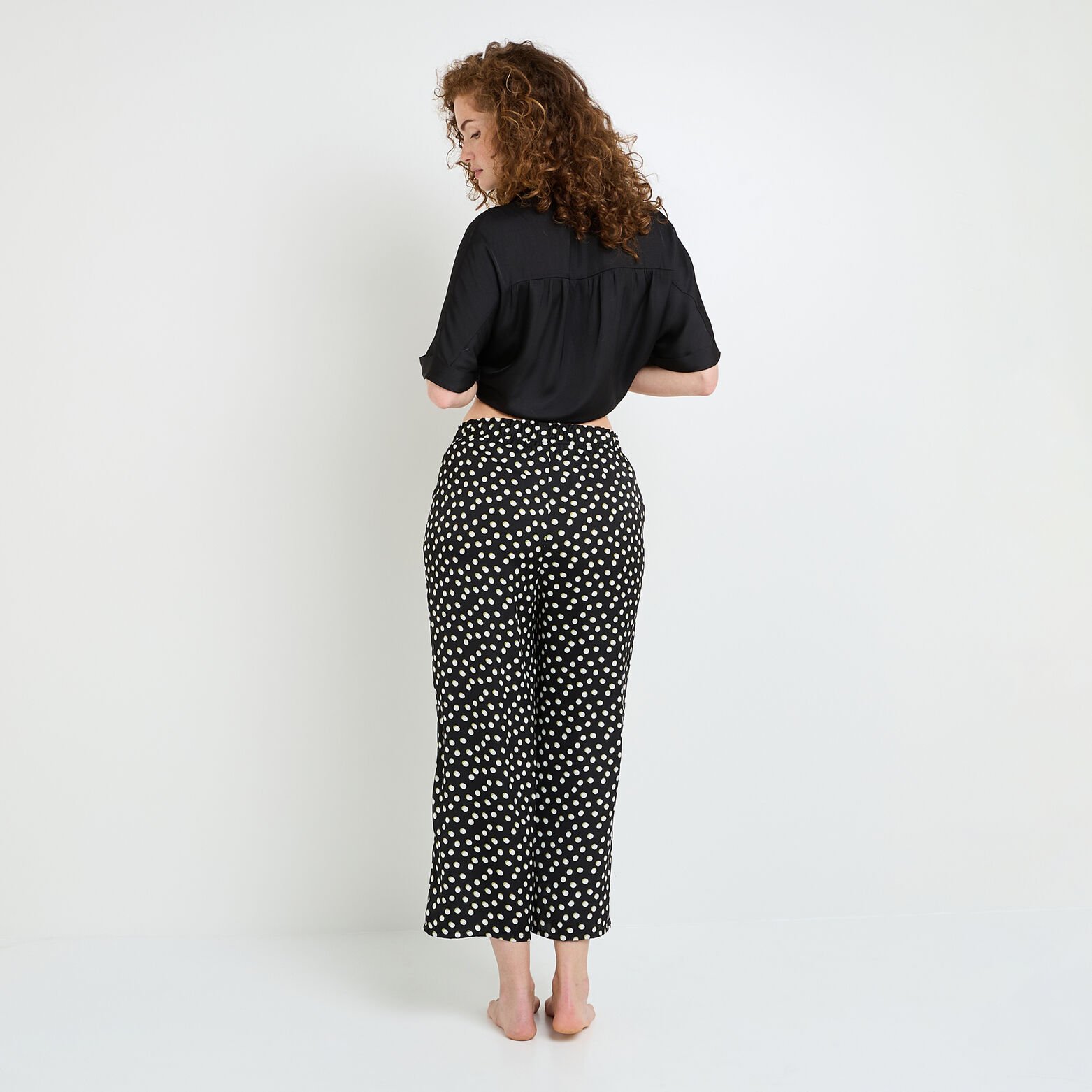 HALLY Pantalon de pyjama satin MULTICO NOIR