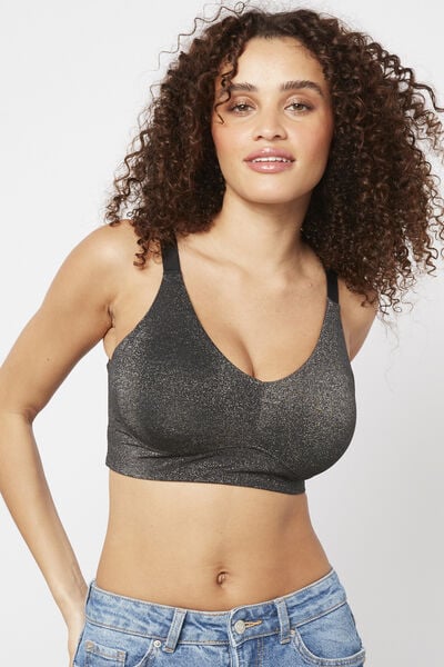 BRASSIERE MAILLE PAILLETEE NOIRE NOIR
