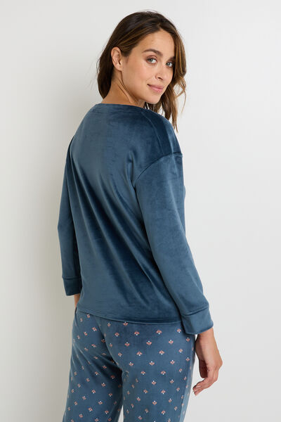 FLUFFY TEE-SHIRT MANCHES LONGUES PETROLE