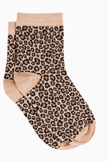 CARAMEL PAIRE DE CHAUSSETTES LEOPARD MULTICO MARRON