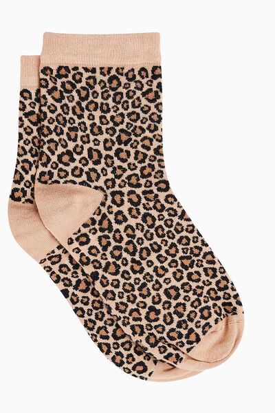 PAIRE DE CHAUSSETTES LEOPARD MULTICO MARRON