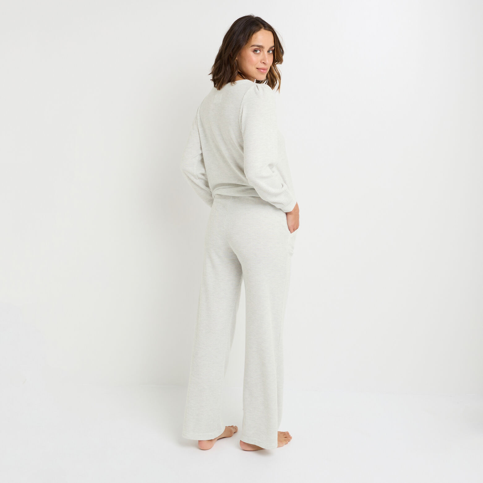 GAUFRETTE PANATALON DE PYJAMA GRIS CLAIR