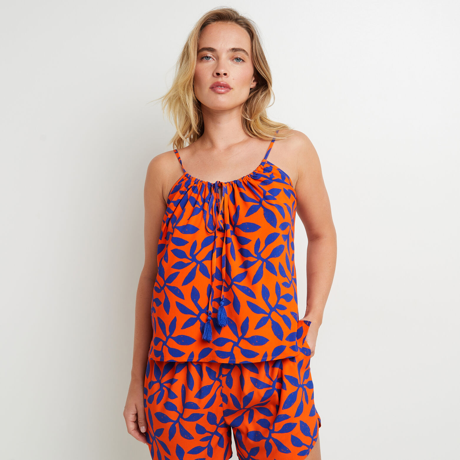 DESTIN TOP FINES BRETELLES  MULTICO ORANGE