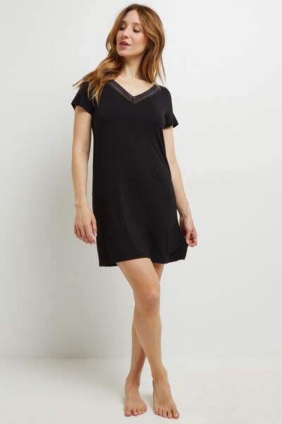 CAMILLE NUISETTE MANCHES COURTES VISCOSE NOIR