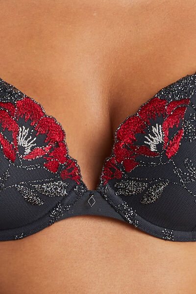 THYAM SOUTIEN-GORGE PUSH UP TULLE BRODE GRIS/ROUGE