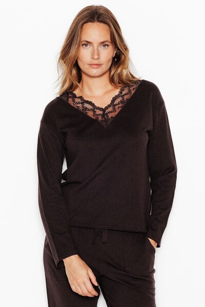 PULL AVEC DENTELLE MARRON