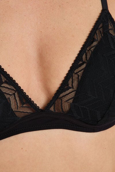 SOUTIEN-GORGE SANS ARMATURES AMPLI DENTELLE NOIR