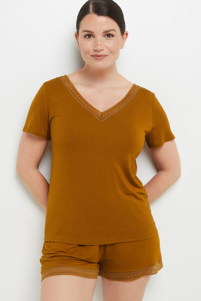 T-SHIRT MANCHES COURTES VISCOSE OCRE