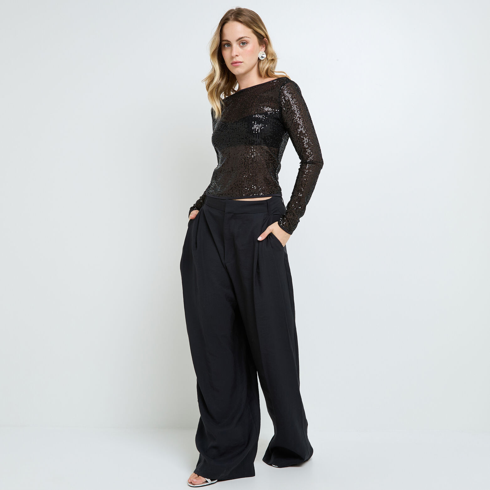 JASMINE TOP BRASSIERE INTEGREE SEQUINS NOIR