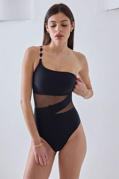 MAILLOT DE BAIN UNE PIECE SANS ARMATURE NOIR