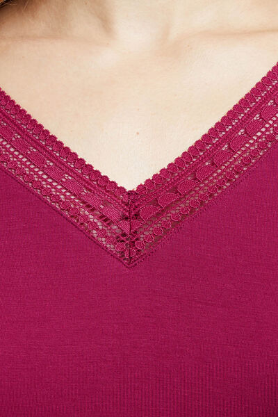 T-SHIRT MANCHES COURTES VISCOSE PRUNE