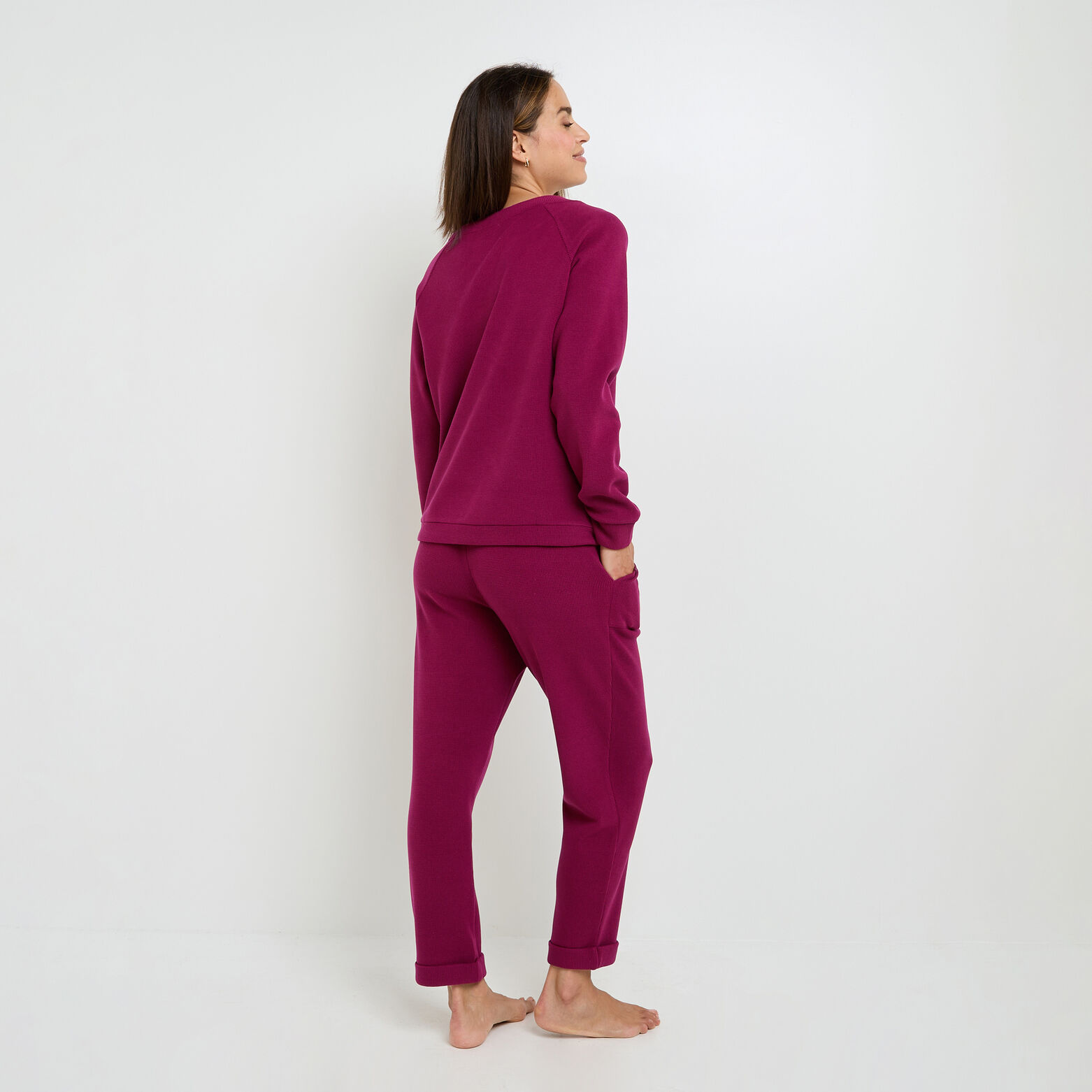 FAIENCE TEE-SHIRT MANCHES LONGUES BORDEAUX