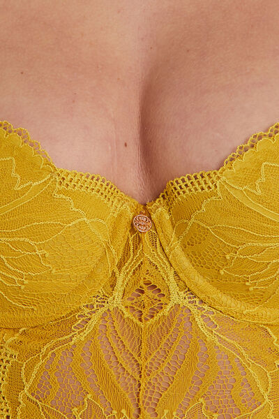 BODY AMPLIFORME DENTELLE JAUNE
