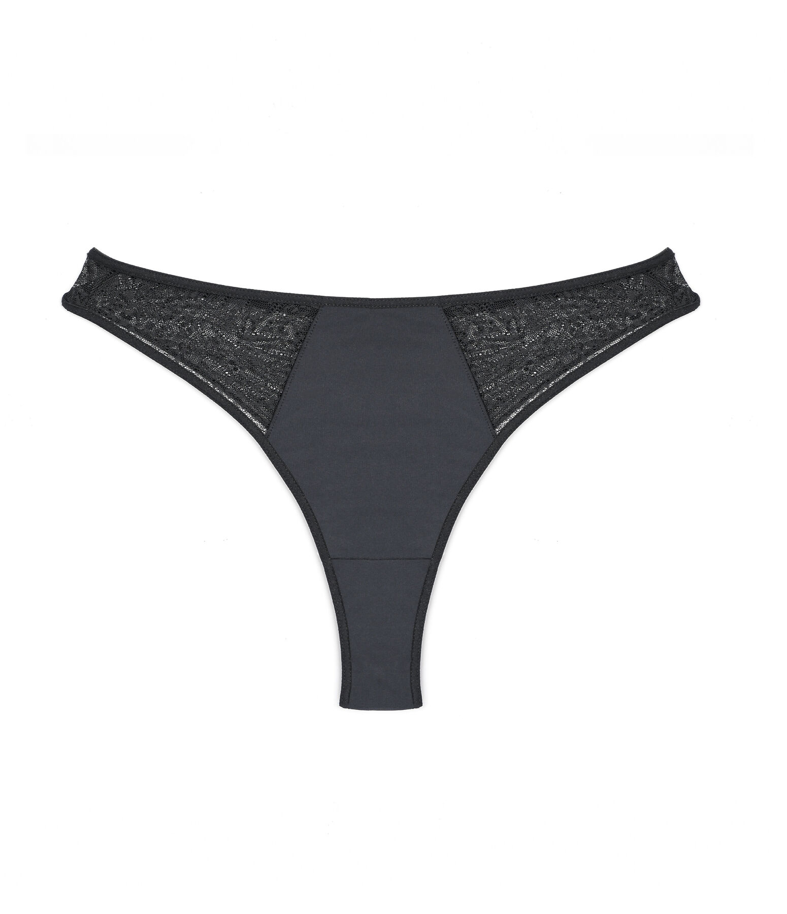 OLENA Tanga microfibre et tulle NOIR