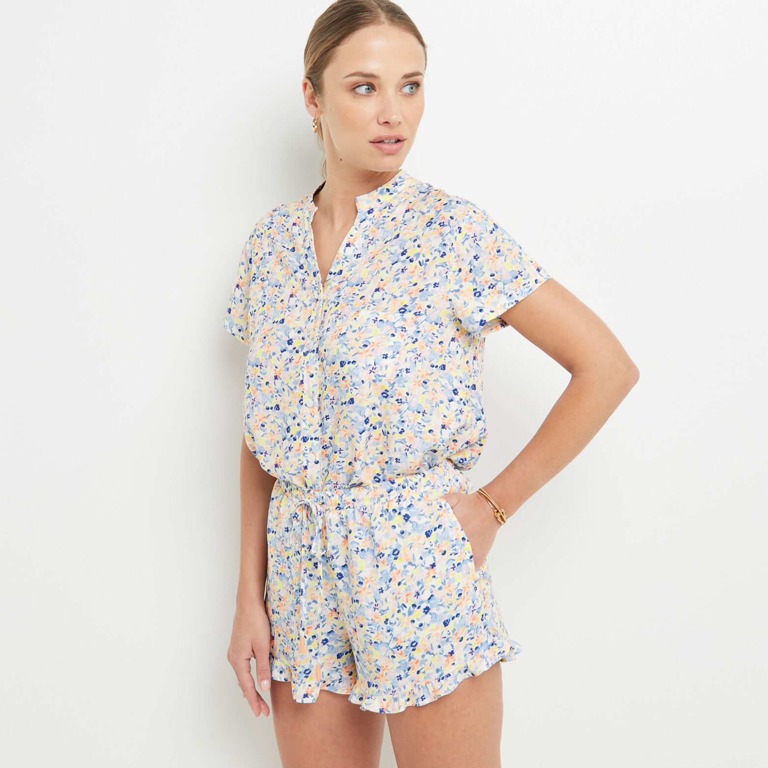 BEACH SHORT IMPRIME MULTICO BLEU