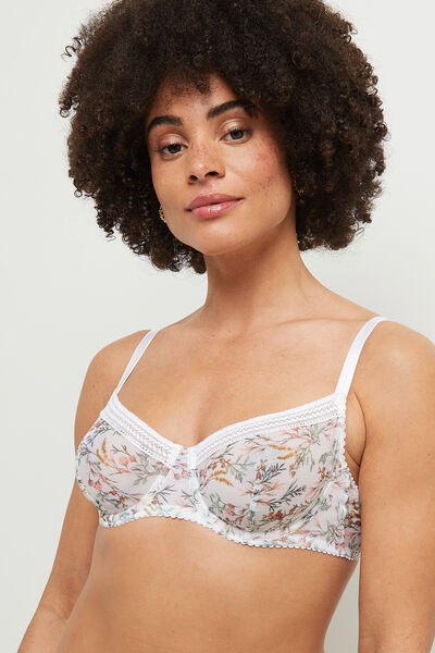 BEBEL SOUTIEN-GORGE CORBEILLE IMPRIME MULTICO BLANC