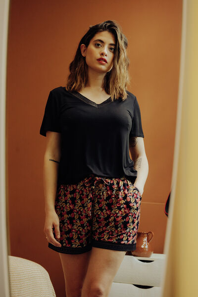 CAMILLE T-SHIRT MANCHES COURTES VISCOSE NOIR