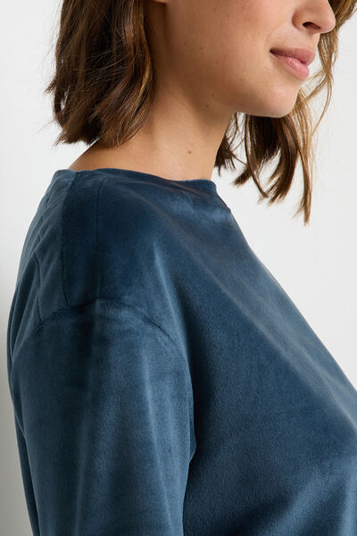 FLUFFY TEE-SHIRT MANCHES LONGUES PETROLE