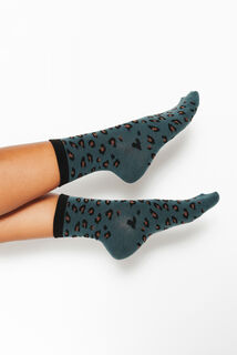 CIBOULETTE PAIRE DE CHAUSSETTES LEOPARD MULTICO BLEU