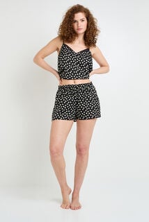 HALLY Short de pyjama satin MULTICO NOIR
