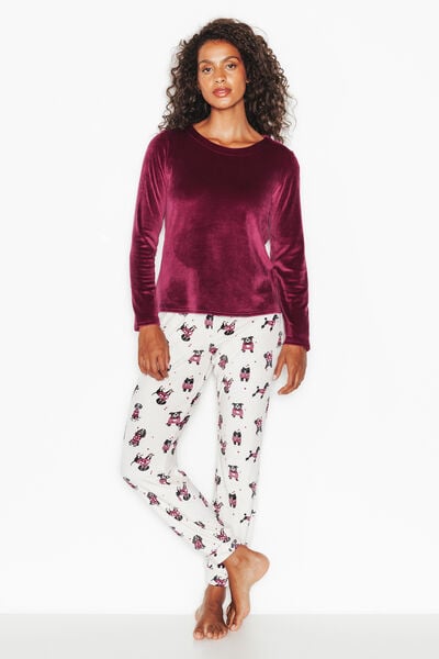 PYJAMA 2 PIECES VELOURS BORDEAUX