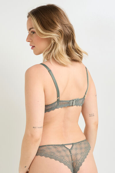 GAELLE SOUTIEN-GORGE AMPLIFORME DENTELLE ET MICROF KAKI