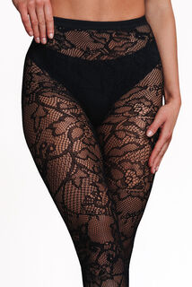 JUPON COLLANT DENTELLE 40 DENIERS NOIR