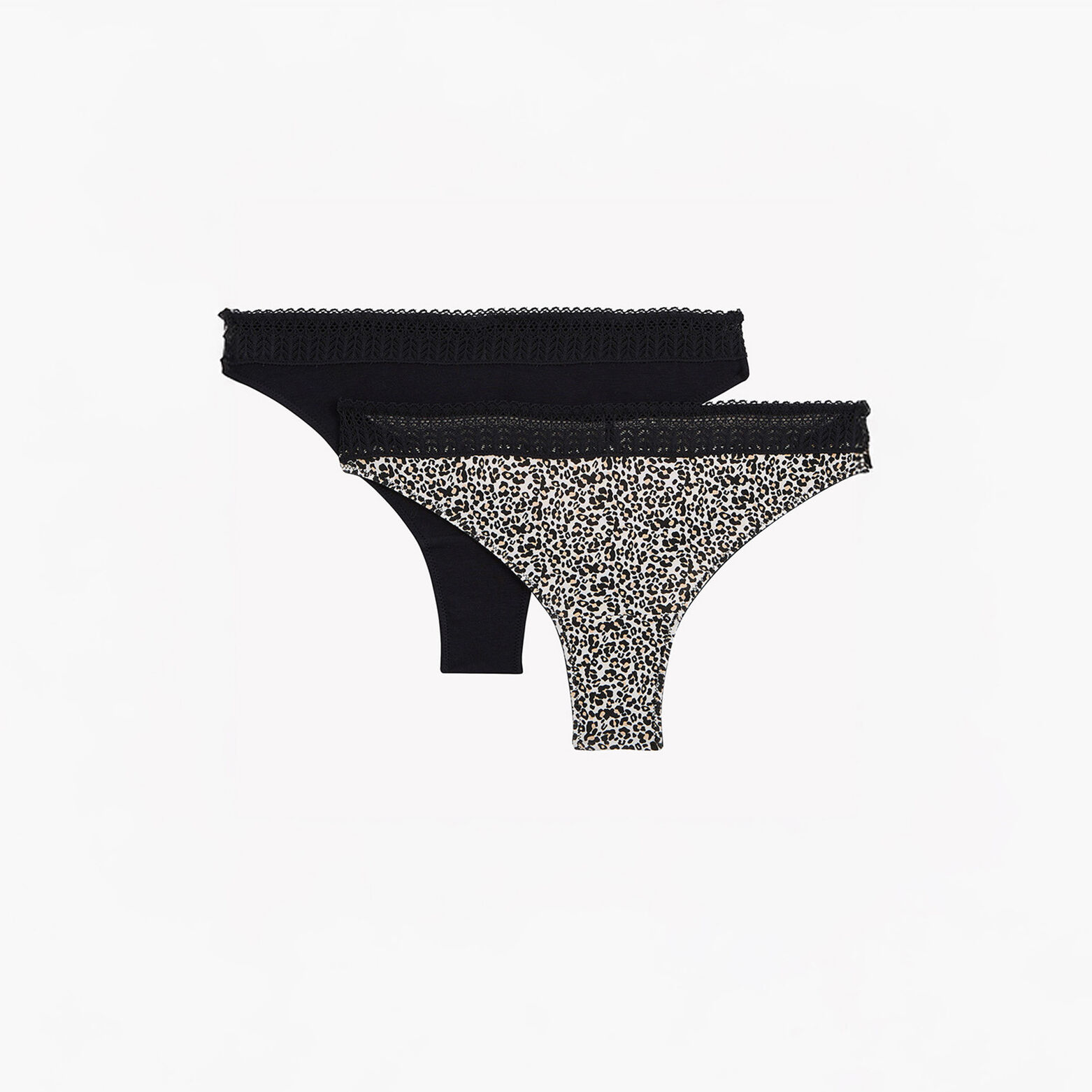 INFINITY LOT DE 2 TANGAS COTON MULTICO NOIR
