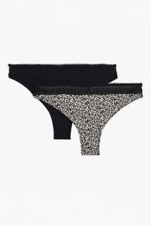 INFINITY LOT DE 2 TANGAS COTON MULTICO NOIR