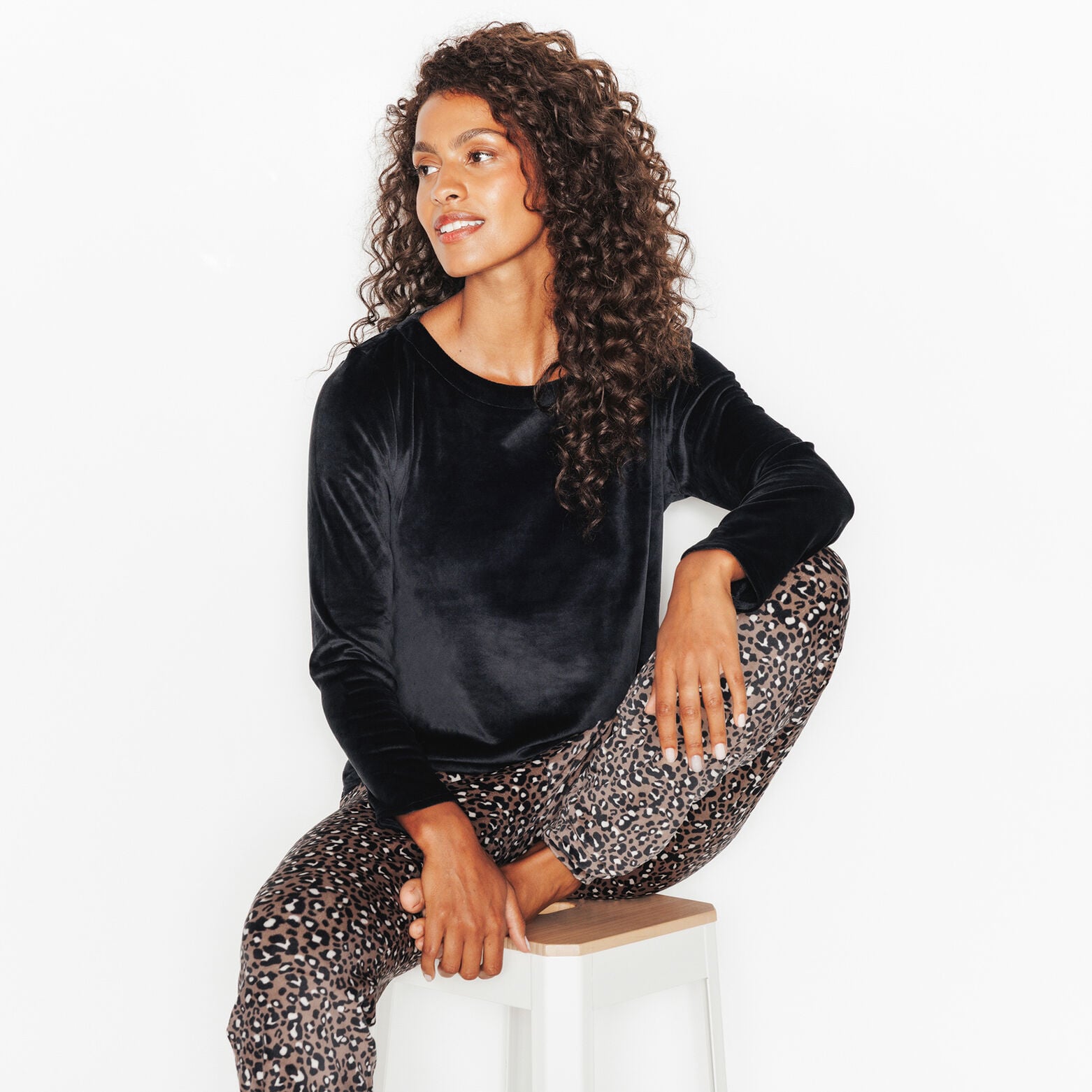 HOANI PYJAMA 2 PIECES VELOURS MULTICO NOIR