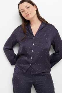 CLOTHILDE VESTE PYJAMA SATIN MULTICO BLEU