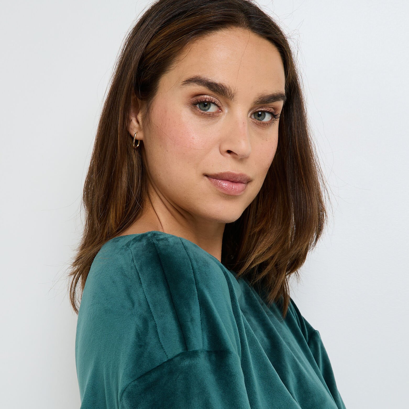 FLUFFY TEE-SHIRT MANCHES LONGUES VERT FONCE