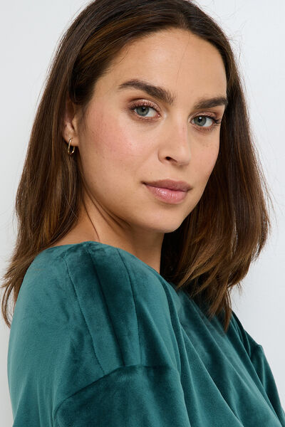 FLUFFY TEE-SHIRT MANCHES LONGUES VERT FONCE