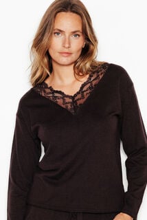 JOLIANE PULL AVEC DENTELLE MARRON