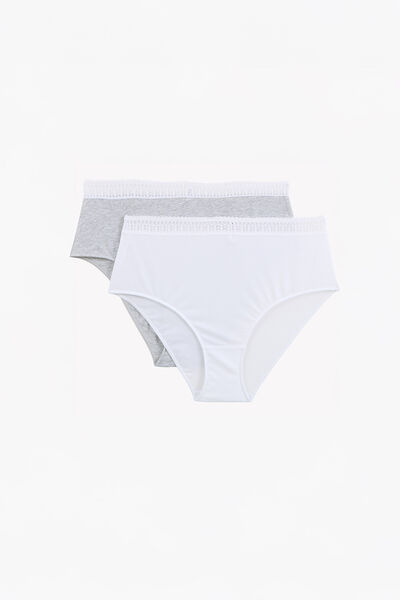 LOT DE 2 CULOTTES HAUTES COTON MULTICO BLANC
