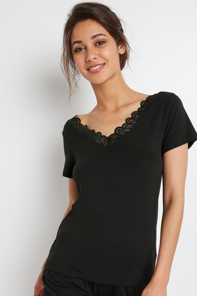 TEE SHIRT MANCHES COURTES NOIR