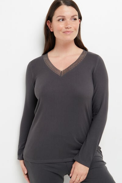 CHARMANTE TEE-SHIRT MANCHES LONGUES ANTHRACITE