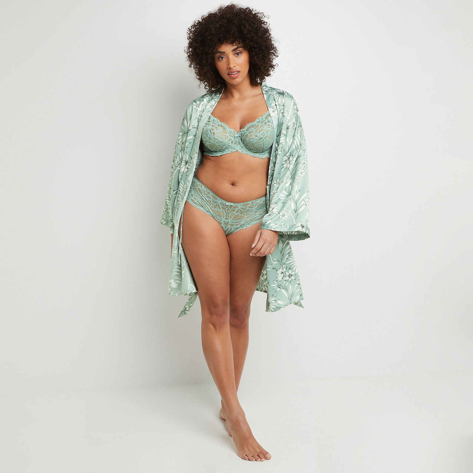 BARNEY DESHABILLE SATIN IMPRIMEE Vert clair