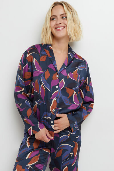 VESTE PYJAMA SATIN MULTICO VIOLET