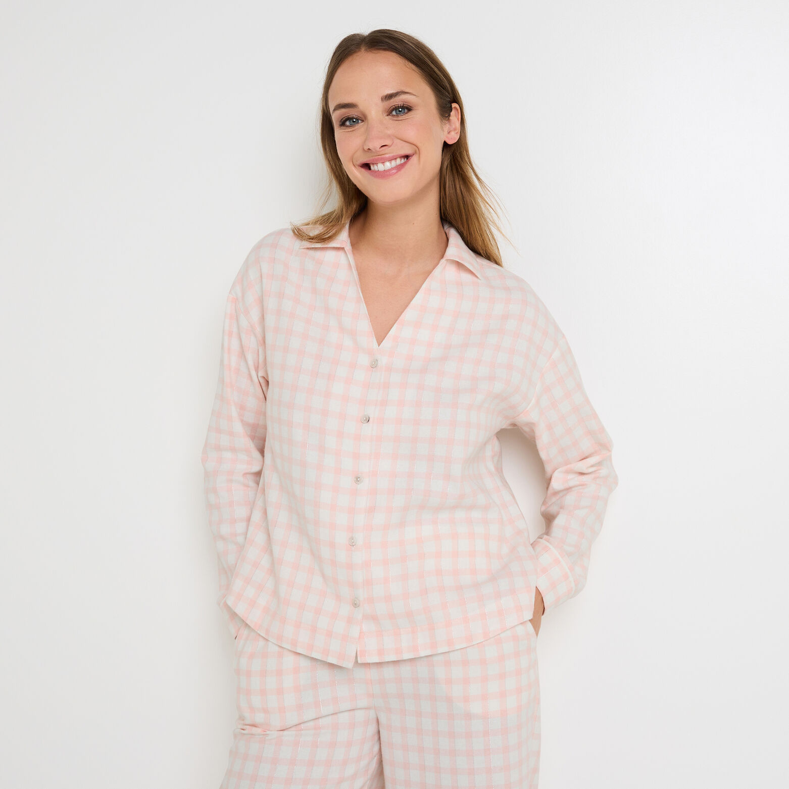 FAMILLE CHEMISE À CARREAUX FLANELLE MULTICO ROSE